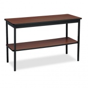 Barricks Utility Table with Bottom Shelf, Rectangular, 48w x 18d x 30h, Walnut/Black (UTS1848WA)