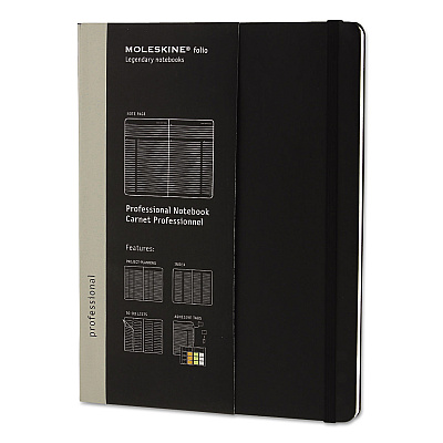 Moleskine Professional Notebook, 1-Subject, Narrow Rule, Black Hardcover, (192) 9.75 x 7.5 Sheets (PROPFNTB4HBK)