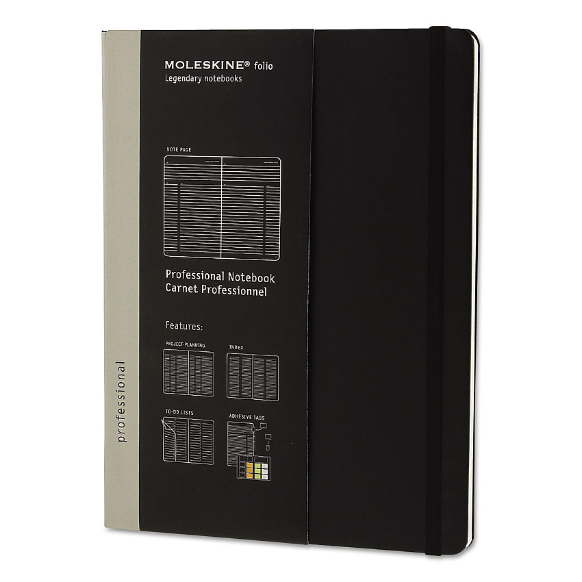 Moleskine Professional Notebook, 1-Subject, Narrow Rule, Black Hardcover, (192) 9.75 x 7.5 Sheets (PROPFNTB4HBK)