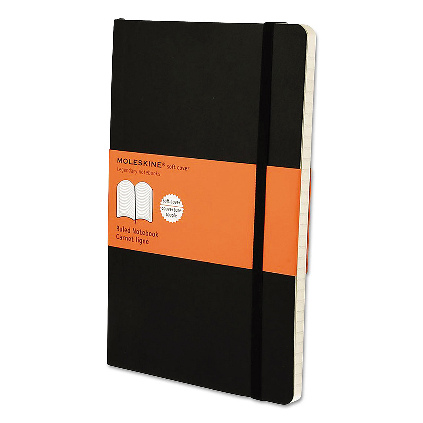 Moleskine Classic Softcover Notebook, 1-Subject, Narrow Rule, Black Cover, (192) 8.25 x 5 Sheets (HBGMSL14)