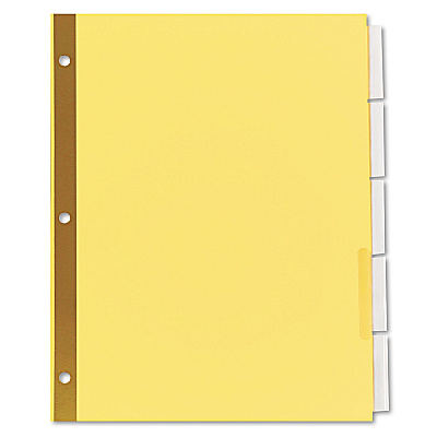 Universal Deluxe Extended Insertable Tab Indexes, 5-Tab, 11 x 8.5, Buff, Clear Tabs, 6 Sets (UNV21875)