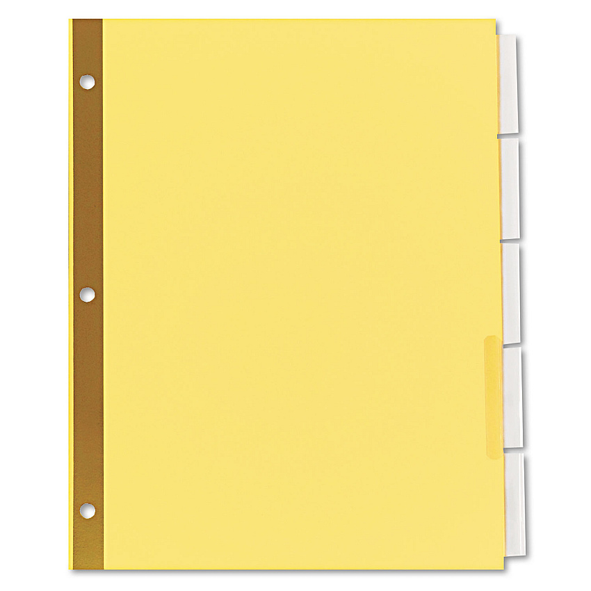 Universal Deluxe Extended Insertable Tab Indexes, 5-Tab, 11 x 8.5, Buff, Clear Tabs, 6 Sets (UNV21875)