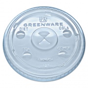 Fabri-Kal Greenware Cold Drink Lids, Fits 16 oz, 18 oz, 24 oz Cups, X-Slot, Clear, 1,000/Carton (LGC1624)