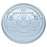 Fabri-Kal Greenware Cold Drink Lids, Fits 16 oz, 18 oz, 24 oz Cups, X-Slot, Clear, 1,000/Carton (FABLGC1624)