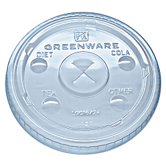 Fabri-Kal Greenware Cold Drink Lids, Fits 16 oz, 18 oz, 24 oz Cups, X-Slot, Clear, 1,000/Carton (FABLGC1624)