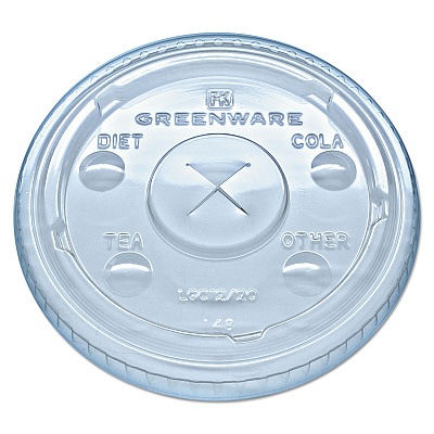 Fabri-Kal Greenware Cold Drink Lids, Fits 9 oz Old Fashioned Cups, 12 oz Squat Cups, 20 oz Cups Clear, 1,000/Carton (FABLGC1220)