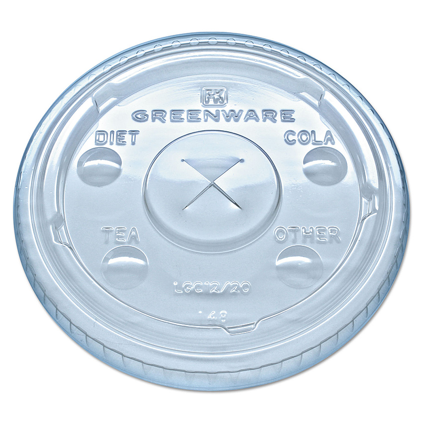 Fabri-Kal Greenware Cold Drink Lids, Fits 9 oz Old Fashioned Cups, 12 oz Squat Cups, 20 oz Cups Clear, 1,000/Carton (FABLGC1220)