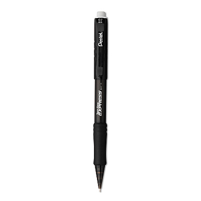 Pentel Twist-Erase EXPRESS Mechanical Pencil, 0.7 mm, HB (#2), Black Lead, Black Barrel, Dozen (PENQE417A)