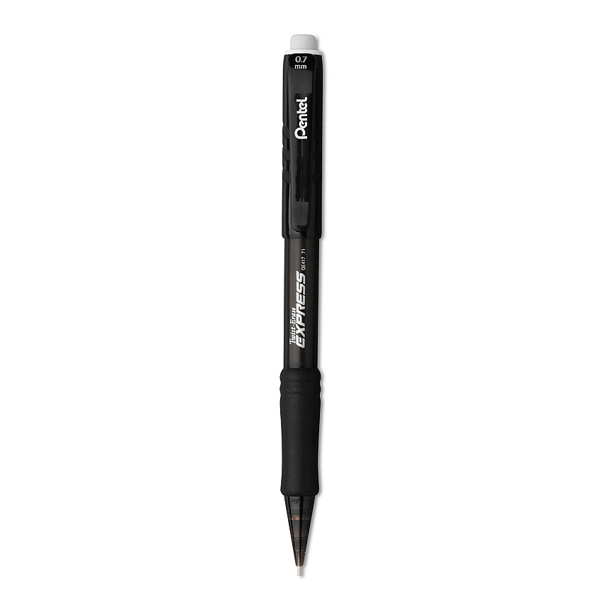 Pentel Twist-Erase EXPRESS Mechanical Pencil, 0.7 mm, HB (#2), Black Lead, Black Barrel, Dozen (PENQE417A)