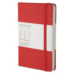 Moleskine Hard Cover Notebook, 1 Subject, Narrow Rule, Red Cover, 5.5 x 3.5, 192 Sheets (MM710R)