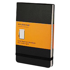 Moleskine Reporter Notepad, Narrow Rule, Black Cover, 192 White 3.5 x 5.5 Sheets (HBGQP511)