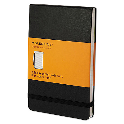 Moleskine Reporter Notepad, Narrow Rule, Black Cover, 192 White 3.5 x 5.5 Sheets (HBGQP511)