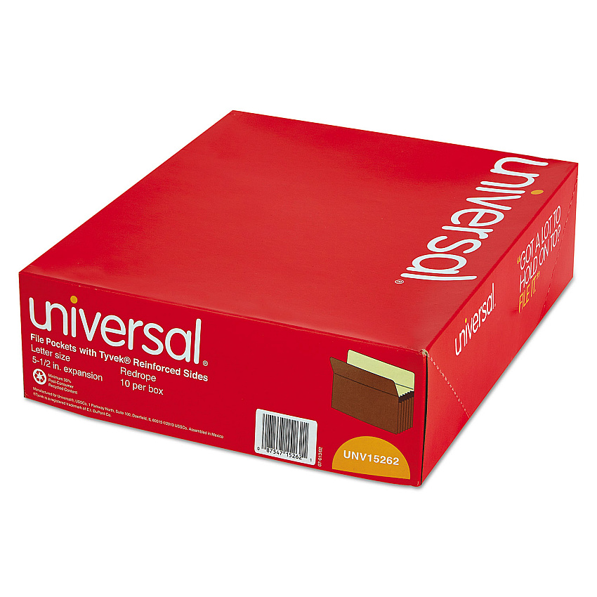 Universal Redrope Expanding File Pockets, 5.25" Expansion, Letter Size, Redrope, 10/box (UNV15262)