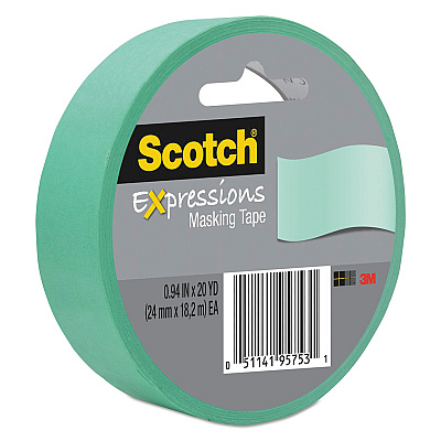 Scotch Expressions Masking Tape, 3" Core, 0.94" x 20 yds, Mint Green (MMM3437MNT)