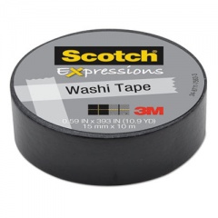 Scotch Expressions Washi Tape, 1.25" Core, 0.59" x 32.75 ft, Black (C314BLK)