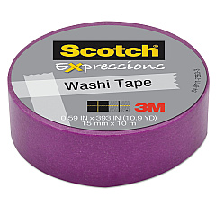 Scotch Expressions Washi Tape, 1.25" Core, 0.59" x 32.75 ft, Purple (MMMC314PUR)