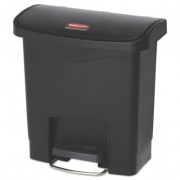 Rubbermaid Commercial Slim Jim Resin Step-On Container, Front Step Style, 4 Gal, Black (1883608)