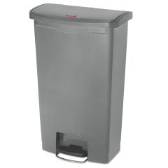 Rubbermaid Commercial Streamline Resin Step-On Container, Front Step Style, 18 gal, Polyethylene, Gray (1883604)