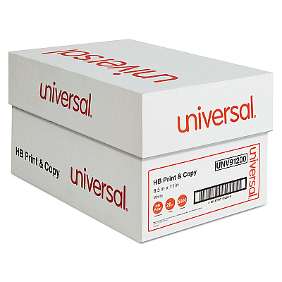 Universal High-Bright Multipurpose Paper, 20 lb Bond Weight, 8.5 x 11, White, 500 Sheets/Ream, 10 Reams/Carton (UNV91200)
