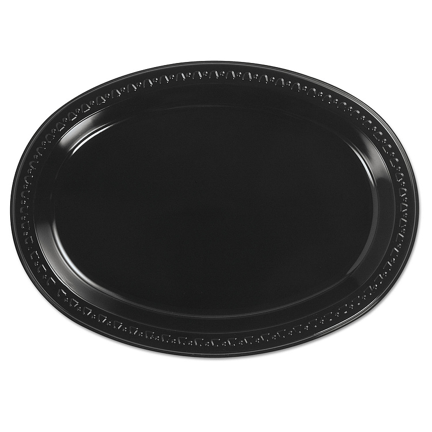 Chinet Heavyweight Plastic Platters, 8 x 11, Black, 125/Bag, 4 Bag/Carton (HUH81411)