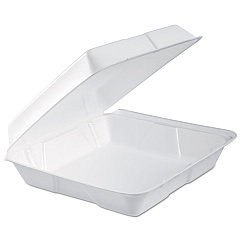 Dart Foam Hinged Lid Container, Performer Perforated Lid, 9.3 x 9.5 x 3, White, 100/Bag, 2 Bag/Carton (DCC95HTPF1R)