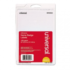 Universal Plain Self-Adhesive Name Badges, 3 1/2 x 2 1/4, White, 100/Pack (39101)