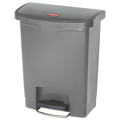 Rubbermaid Commercial Streamline Resin Step-On Container, Front Step Style, 8 gal, Polyethylene, Gray (RCP1883600)