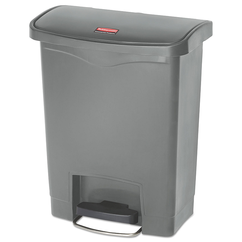 Rubbermaid Commercial Streamline Resin Step-On Container, Front Step Style, 8 gal, Polyethylene, Gray (RCP1883600)