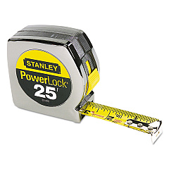 Stanley Powerlock II Power Return Rule, 1" x 25 ft, Chrome/Yellow (BOS33425)