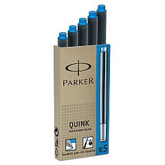 Refill Cartridge for Parker Washable Ink Fountain Pens, Blue Ink, 5/Pack (PAR1950208)