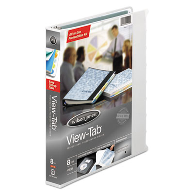 Wilson Jones View-Tab Presentation Round Ring View Binder With Tabs, 3 Rings, 1" Capacity, 11 x 8.5, White (55094)