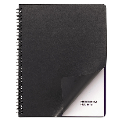 GBC Leather-Look Presentation Covers for Binding Systems, Black, 11.25 x 8.75, Unpunched, 50 Sets/Pack (GBC2001712)