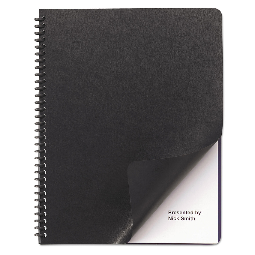 GBC Leather-Look Presentation Covers for Binding Systems, Black, 11.25 x 8.75, Unpunched, 50 Sets/Pack (GBC2001712)