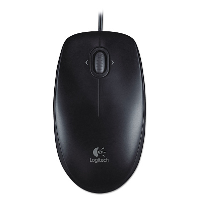 Logitech M100 Corded Optical Mouse, USB 2.0, Left/Right Hand Use, Black (LOG910001601)