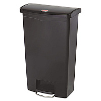 Rubbermaid Commercial Slim Jim Streamline Resin Step-On Container, Front Step Style, 18 gal, Polyethylene, Black (RCP1883613)