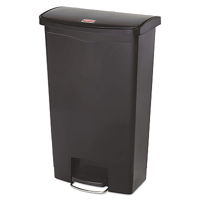 Rubbermaid Commercial Slim Jim Streamline Resin Step-On Container, Front Step Style, 18 gal, Polyethylene, Black (RCP1883613)