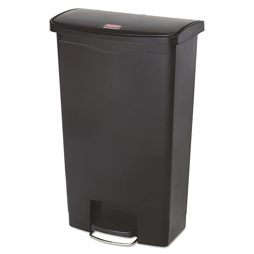 Rubbermaid Commercial Slim Jim Streamline Resin Step-On Container, Front Step Style, 18 gal, Polyethylene, Black (RCP1883613)