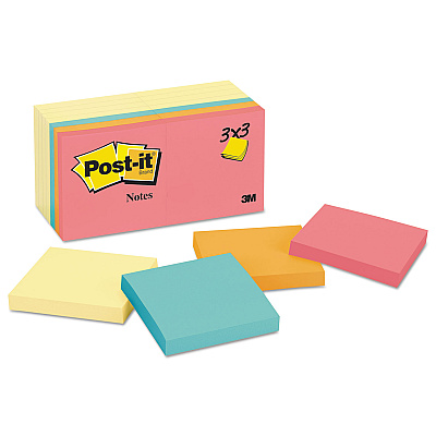 Post-it Notes Original Pads Assorted Value Pack, 3 x 3, (8) Canary Yellow, (6) Poptimistic Collection Colors, 100 Sheets/Pad, 14 Pads/Pack (MMM65414YWM)