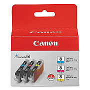 Canon 0621B016 (CLI-8) ChromaLife100+ Ink, 840 Page-Yield, Cyan/Magenta/Yellow