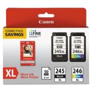 Canon 8278B005 (PG-245XL/CL-246XL) Ink/Paper Combo, 180/300 Page-Yield, Black/Tri-Color