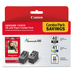 Canon 0615B009 (PG-40/CL-41) ChromaLife100+ Ink/Paper Combo, Black/Tri-Color