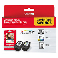 Canon 2973B004 (PGI-210XL/CL-211XL) ChromaLife100+ High-Yield Ink/Paper Combo, Black/Tri-Color