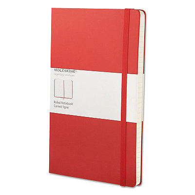 Moleskine Classic Colored Hardcover Notebook, 1-Subject, Narrow Rule, Red Cover, (240) 8.25 x 5 Sheets (HBGQP060R)