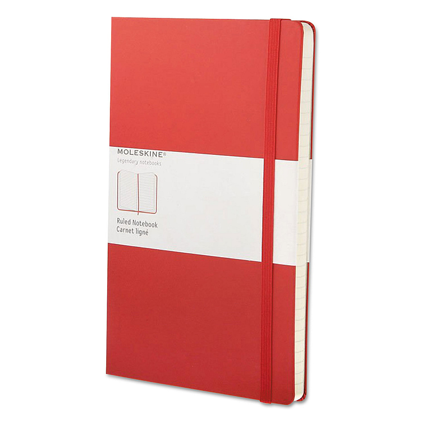 Moleskine Classic Colored Hardcover Notebook, 1-Subject, Narrow Rule, Red Cover, (240) 8.25 x 5 Sheets (HBGQP060R)