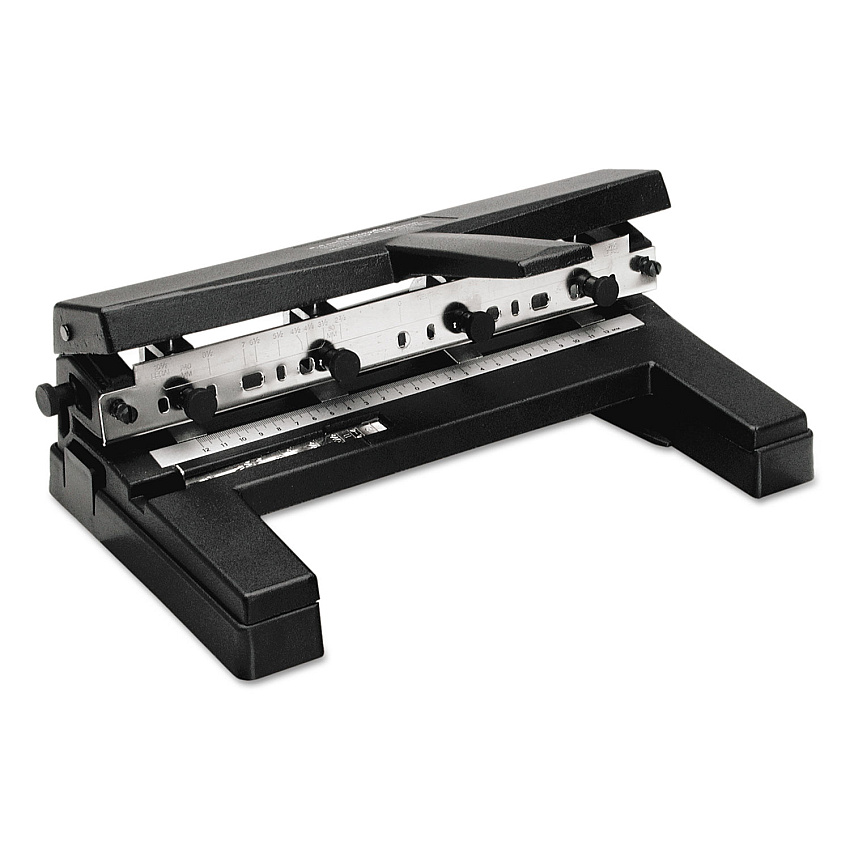 Swingline 40-Sheet Heavy-Duty Two- to Four-Hole Adjustable Heavy-Duty Paper Punch, 9/32" Holes, Black (SWI74450)