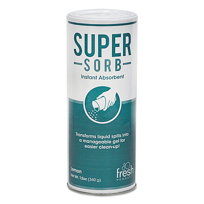 Fresh Products Super-Sorb Liquid Spill Absorbent, Lemon Scent, 720 oz Absorbing Volume, 12 oz Shaker Can (FRS614SSEA)