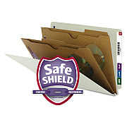 Smead X-Heavy End Tab Pressboard Classification Folders, Six SafeSHIELD Fasteners, 2 Dividers, Legal Size, Gray-Green, 10/Box (SMD29710)