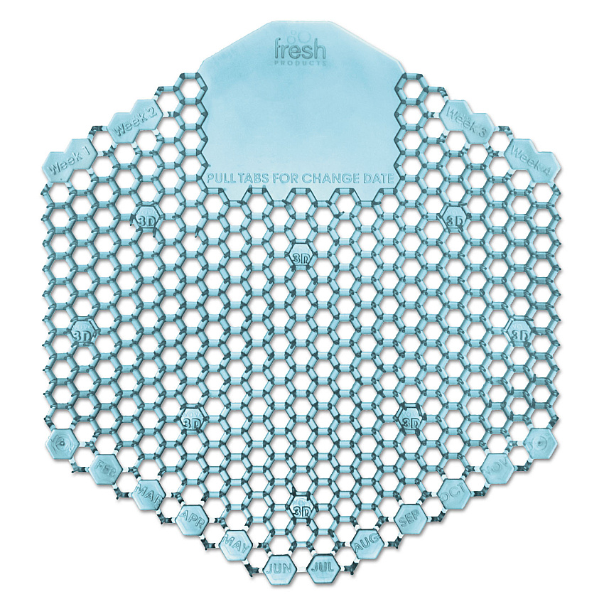 Fresh Products Wave 3D Urinal Deodorizer Screen, Ocean Mist Scent, Blue, 10 Screens/Box (FRS3WDS60OMIBX)