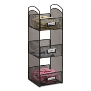 Safco Onyx Breakroom Organizers, 3 Compartments, 6 x 6 x 18, Steel Mesh, Black (3290BL)