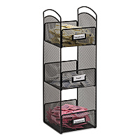 Safco Onyx Breakroom Organizers, 3 Compartments, 6 x 6 x 18, Steel Mesh, Black (SAF3290BL)